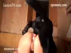 A beast is drilling a masked adolescent from behind.